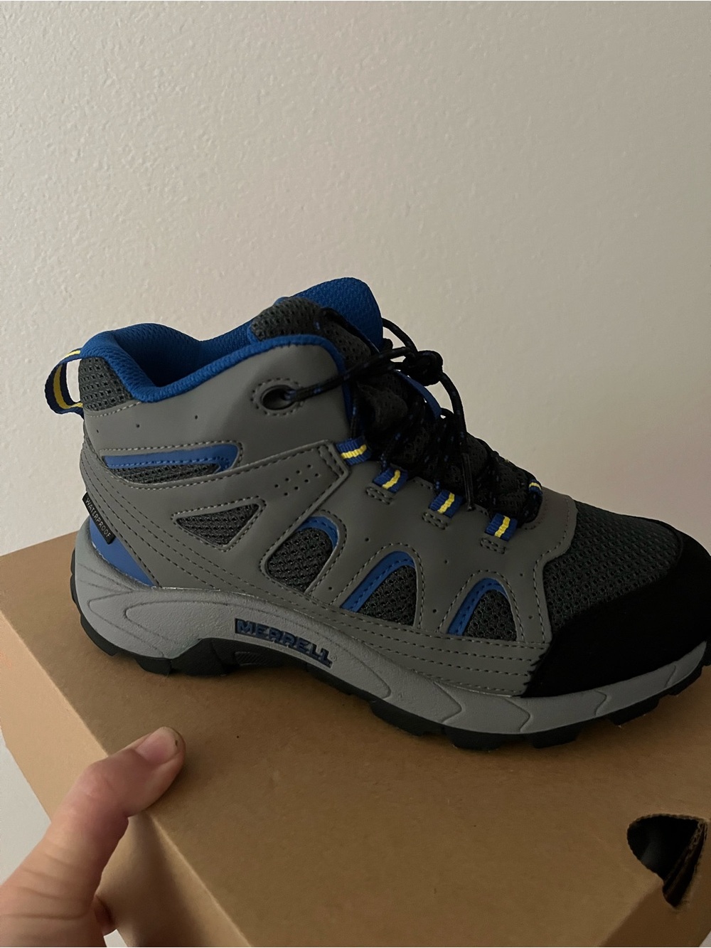 Merrell Kids Grey and Blue Outdoor Hiking Boot